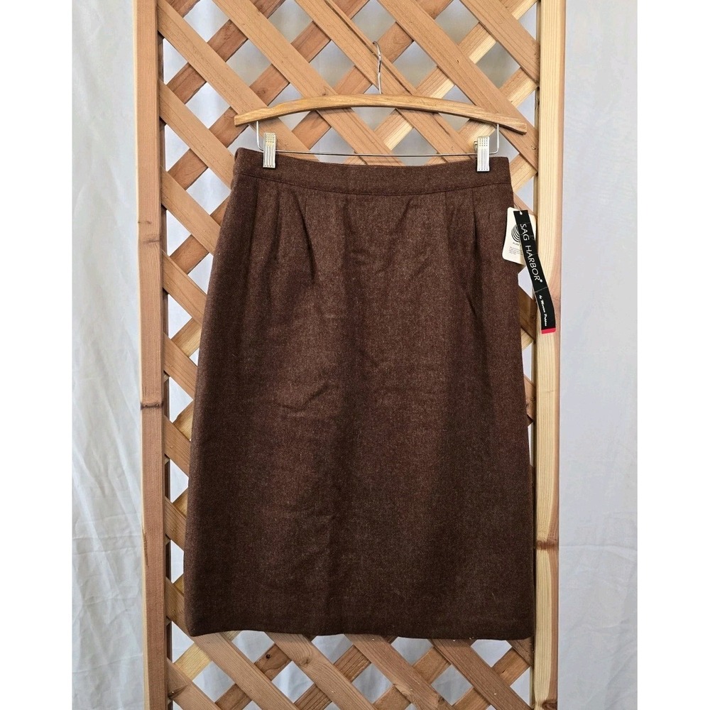 NWT Sag Harbor Women's Wool Midi Skirt - Brown‎ - Size 14